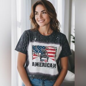 American Mama Graphic Tee Womens Size XL T-Shirt Gray Short Sleeve Top NEW